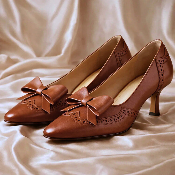Arlena Bow Genuine Leather Heels