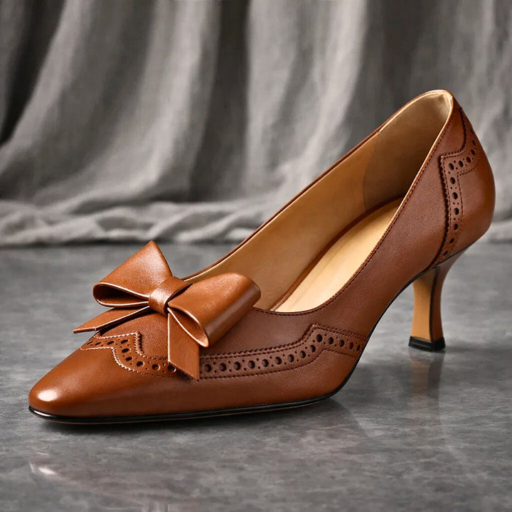 Arlena Bow Genuine Leather Heels