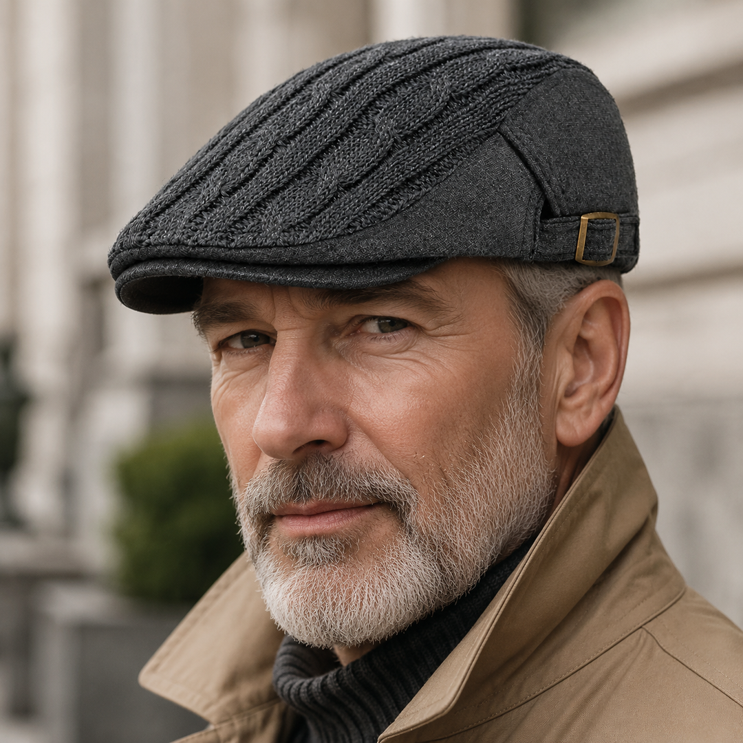 Harlan Cable Knit Driving Cap