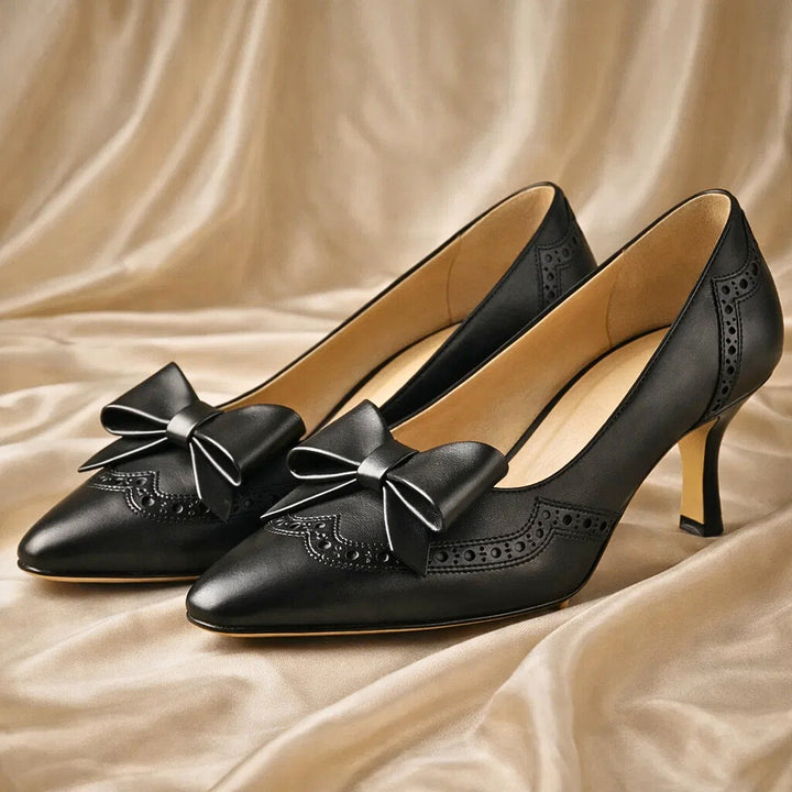 Arlena Bow Genuine Leather Heels