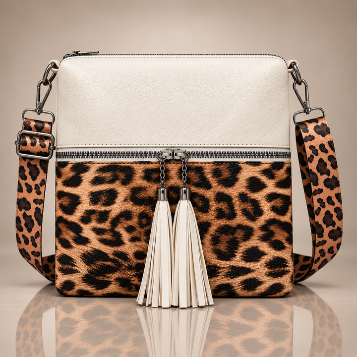 LIVIA LEOPARD TASSEL BAG