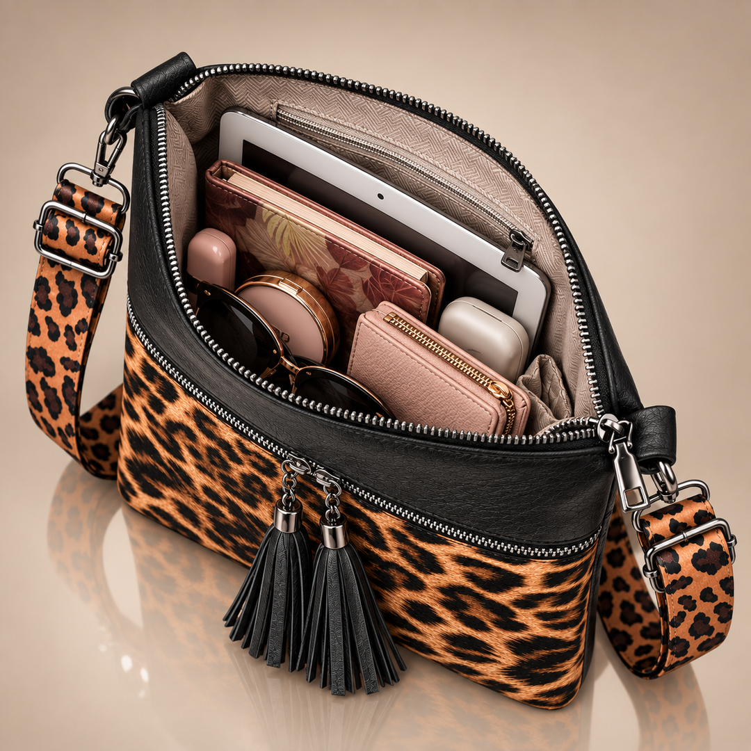 LIVIA LEOPARD TASSEL BAG