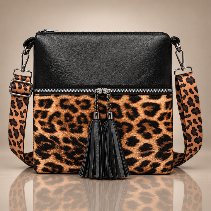 LIVIA LEOPARD TASSEL BAG