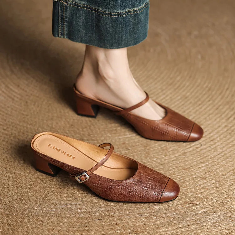 Mareya Genuine Leather Mules