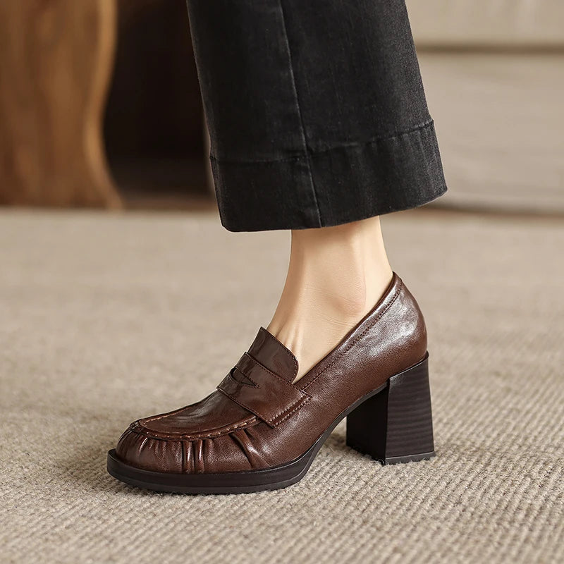 Simone Genuine Leather Heels