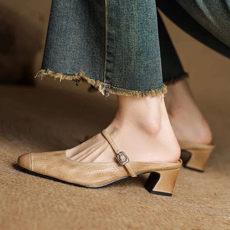 Mareya Genuine Leather Mules