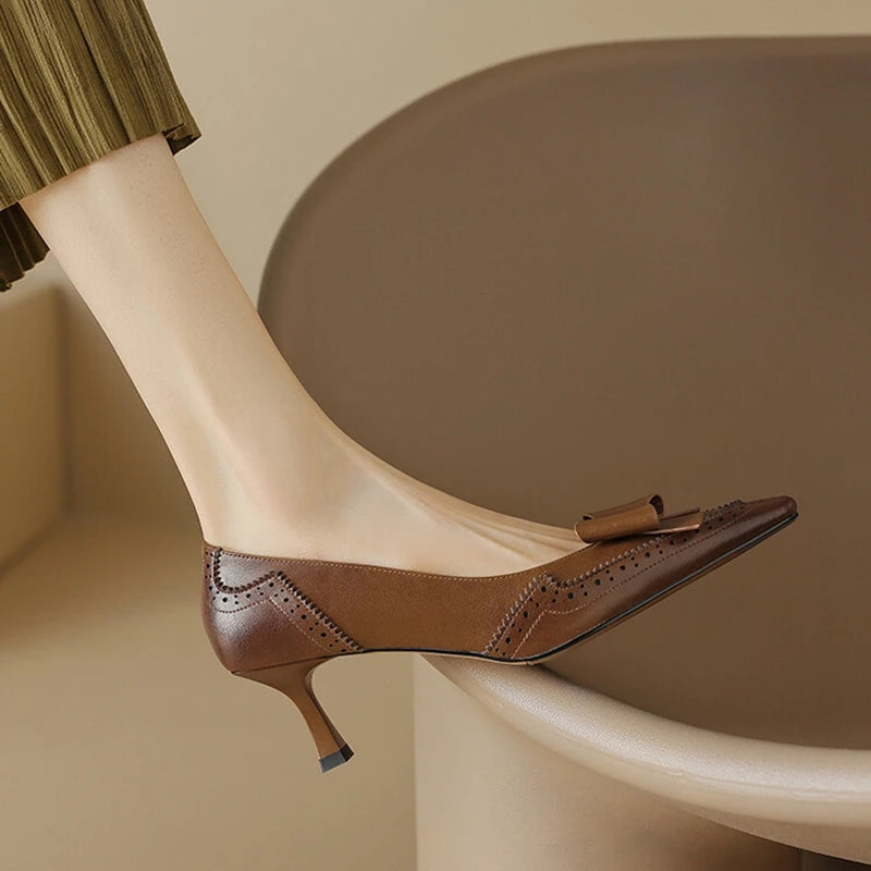 Arlena Bow Genuine Leather Heels