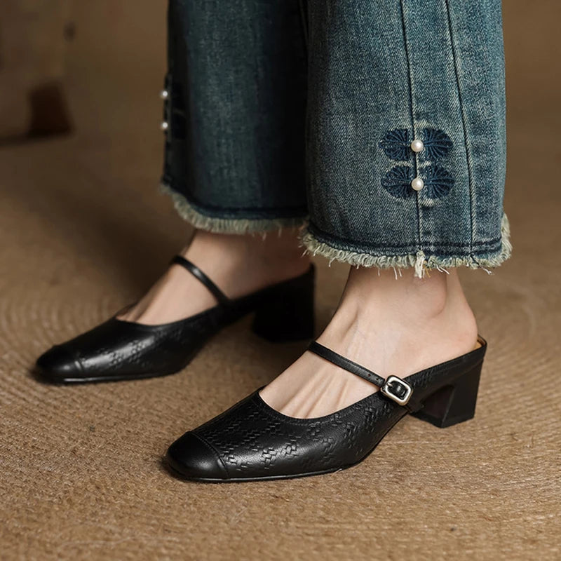 Mareya Genuine Leather Mules
