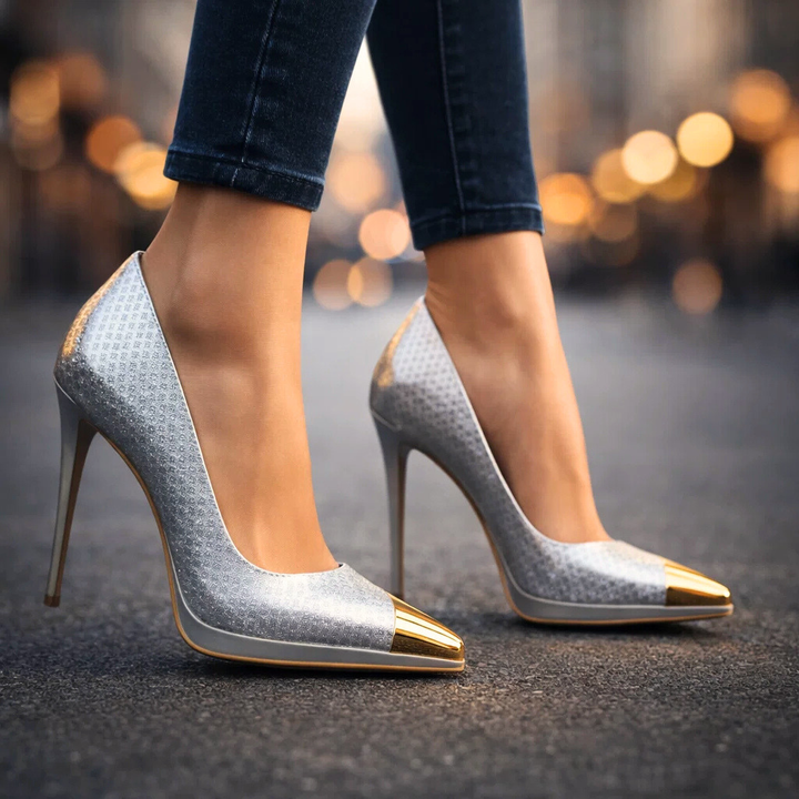 Natalia Gold-Tip Heels