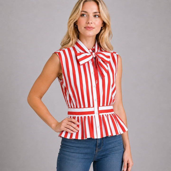 Ava Striped Top, front three-quarter view