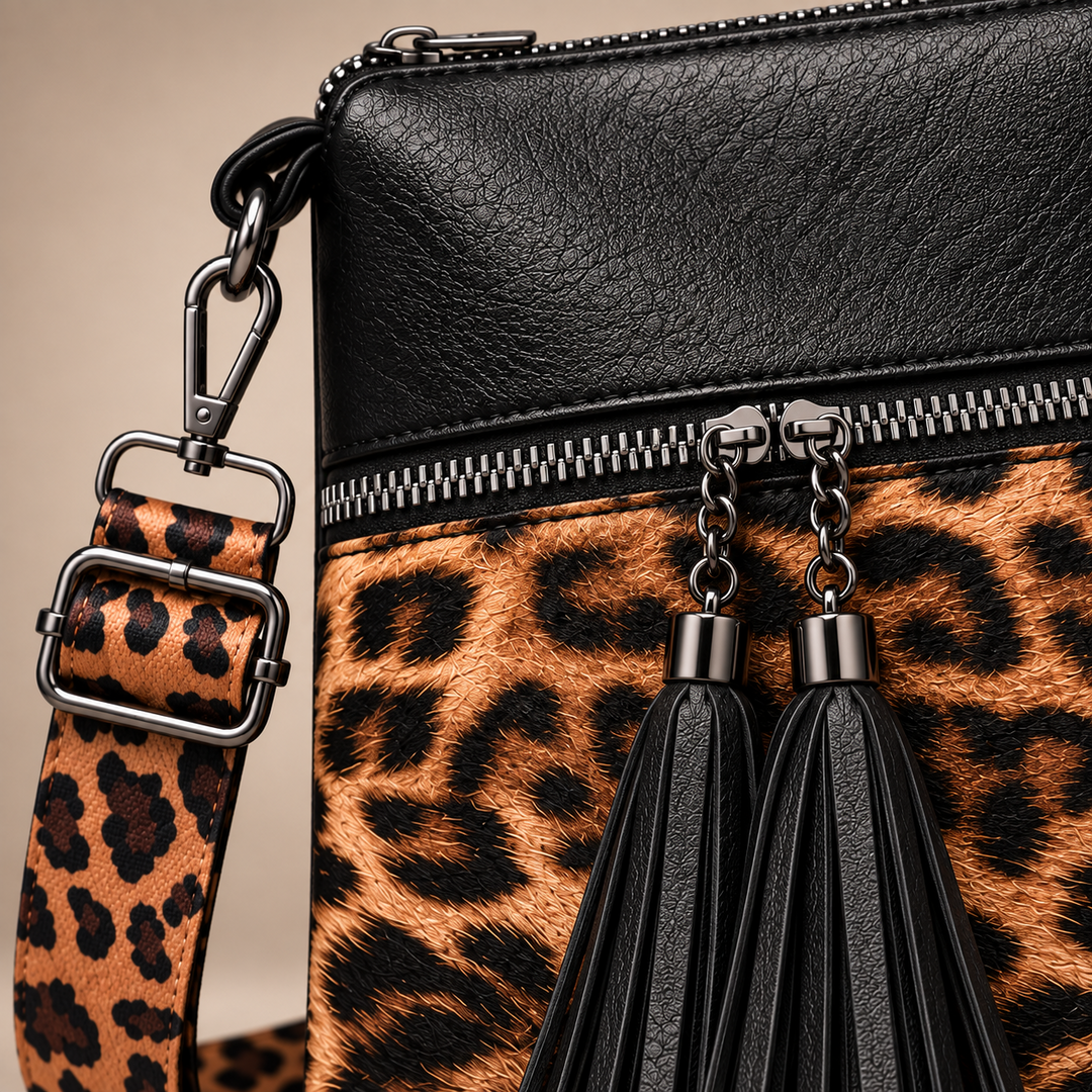 LIVIA LEOPARD TASSEL BAG