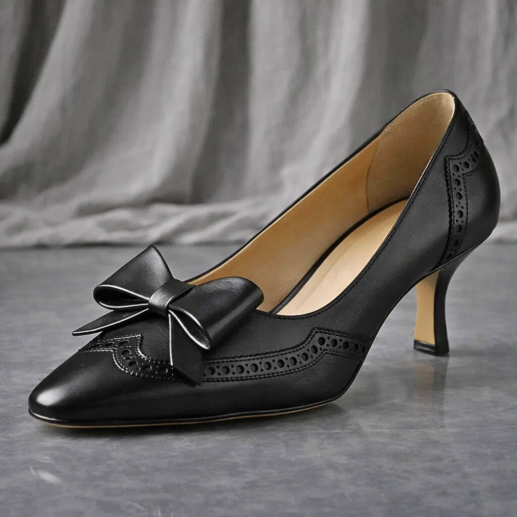 Arlena Bow Genuine Leather Heels