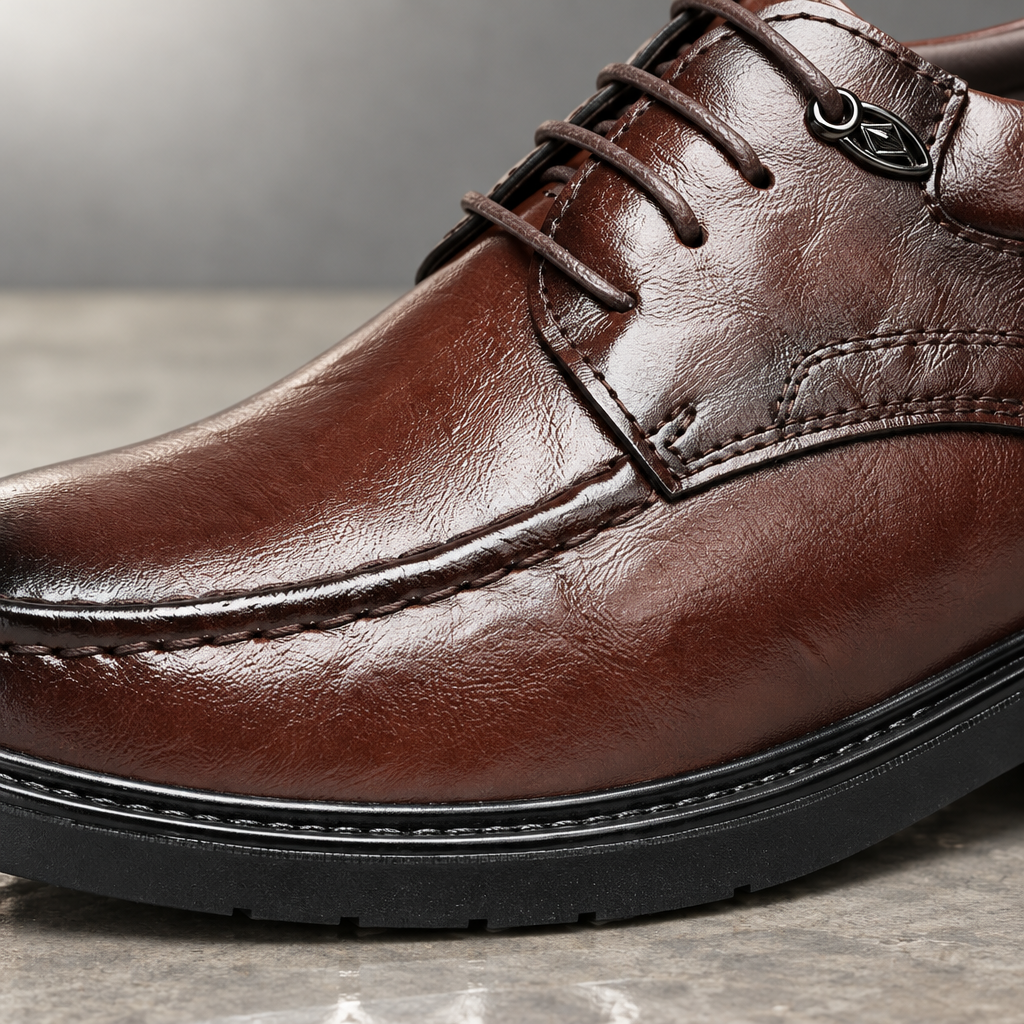 Macro — extreme close-up — Chunky black rubber sole for height and grip